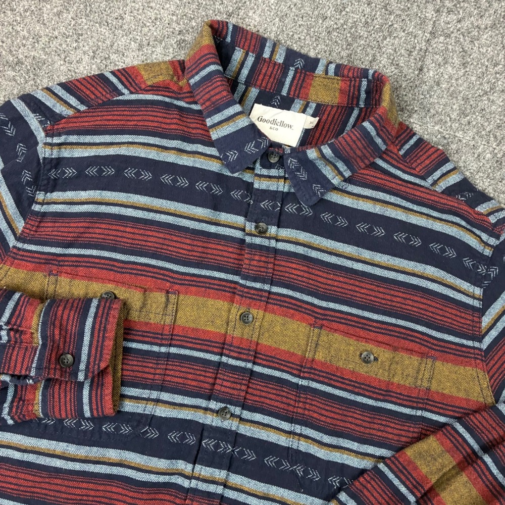 Goodfellow & Co Men XL Flannel Shirt Southwestern Stripe Long Sleeve Multi Color